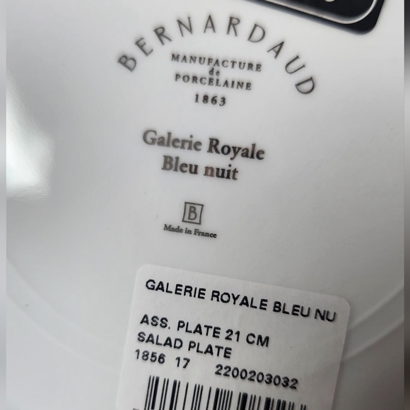 NWT - Bernardaud Gallerie Royale Bleu Designer Salad Plate - Picture 5 of 5